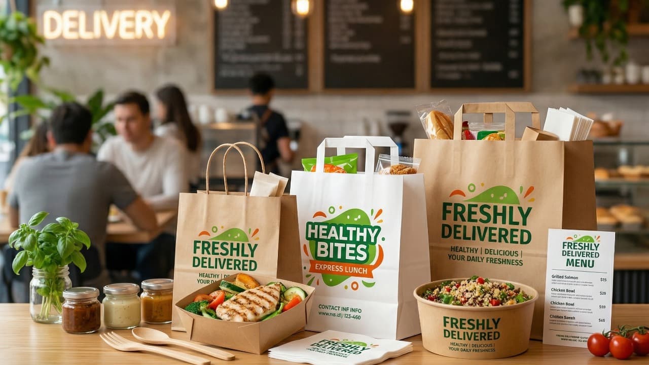 Box e bowl coordinati per packaging takeaway con identità visiva uniforme