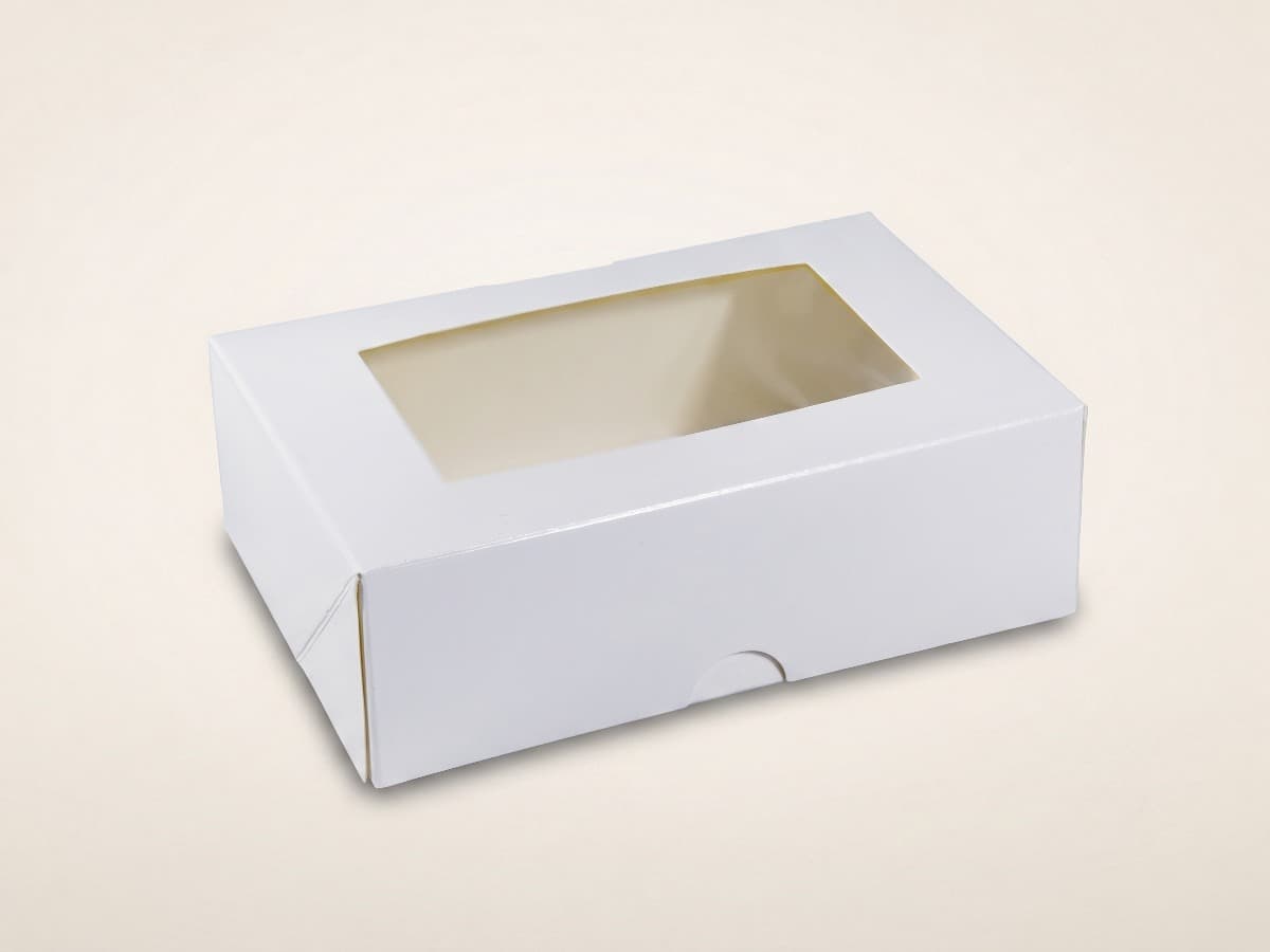 One-piece white window food box 15 x 10 x 4.5 cm COD 8384