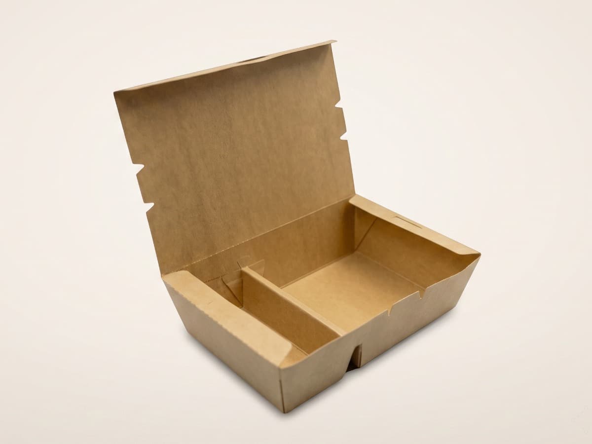Contenitore kraft a 2 scomparti con coperchio a ribalta 1000 ml COD 9301