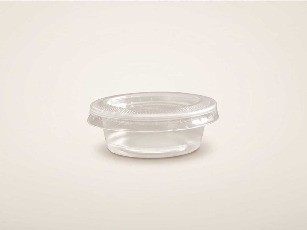 Coppetta porta salse in PP con coperchio PET separato 0.5 oz / circa 15 ml COD 7611