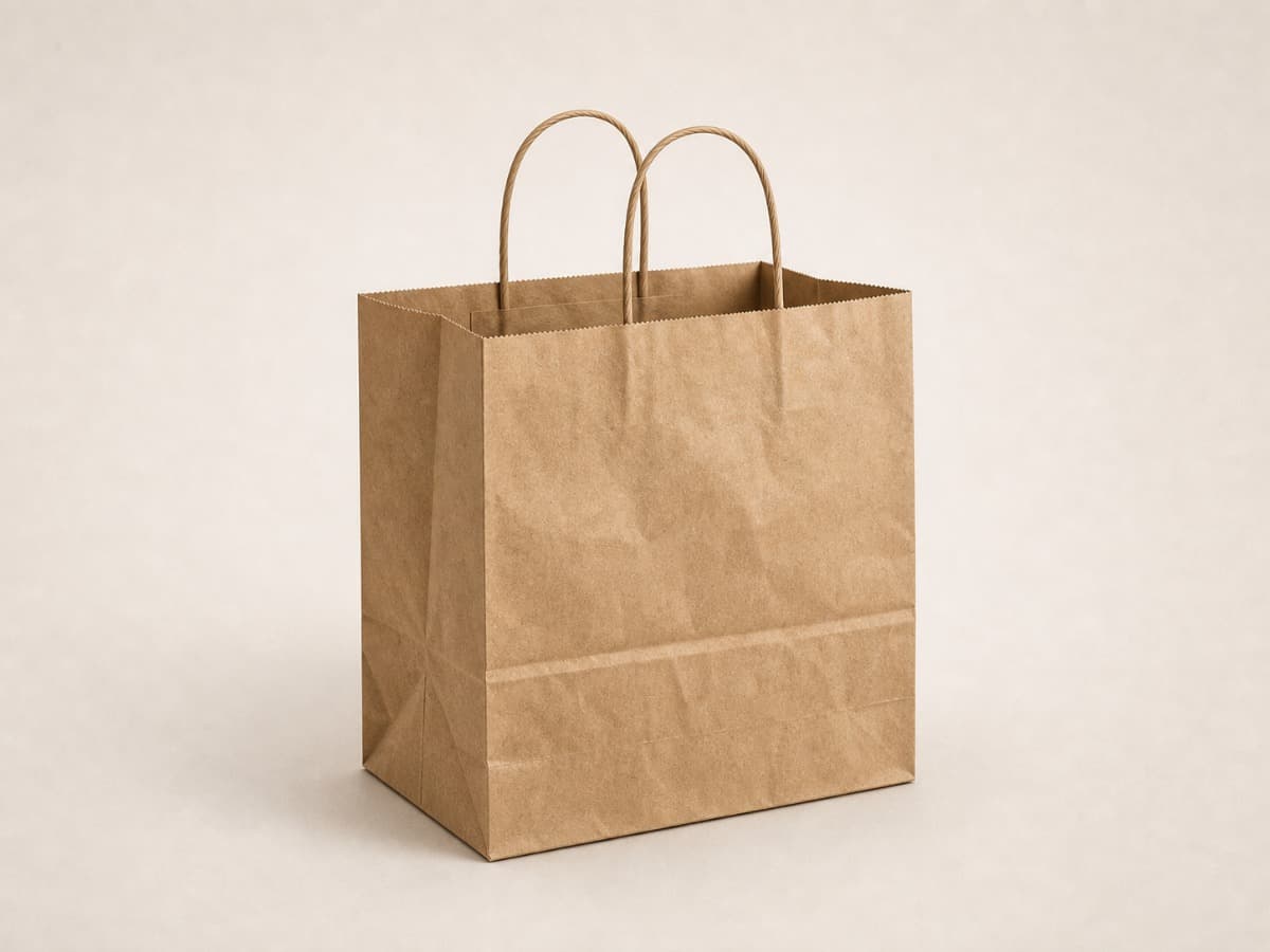 Shopper in carta kraft avana con manici S COD 7710