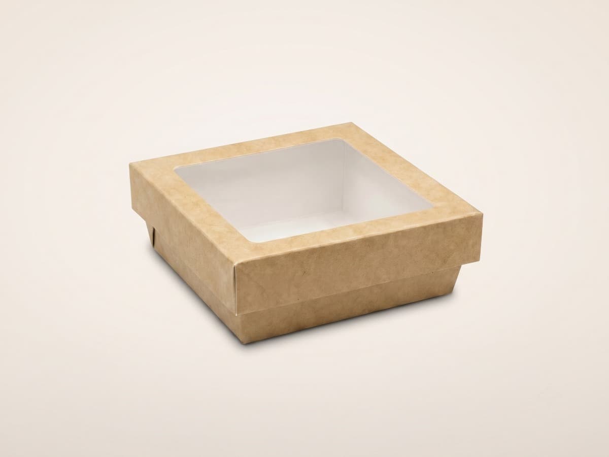 Scatola in due pezzi con finestra in cartoncino kraft 10 COD 9004